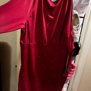 Elegant Red Dress with Sparkle Accents